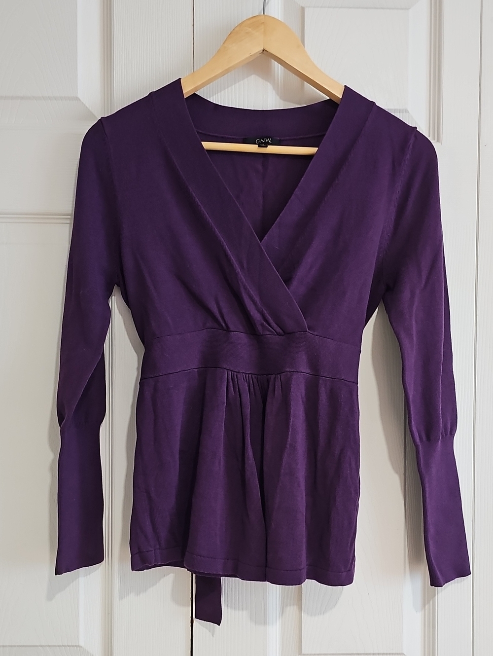 GNW Purple Wrap Tie Knit Sweater | Size Small